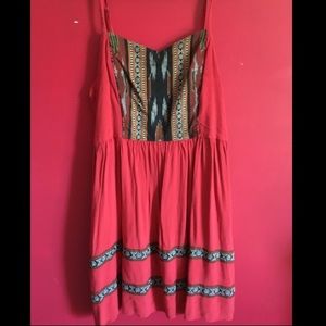 Red tribal print summer dress